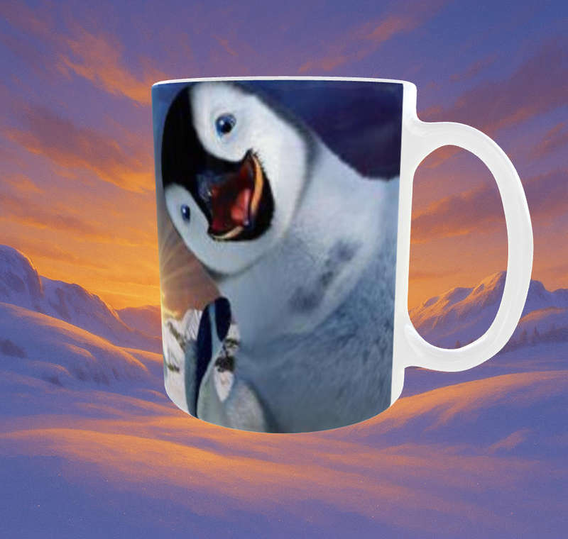 Happy Feet Two Penguin Mug  Full Wrap Sublimation Design | 11oz Ceramic Cup