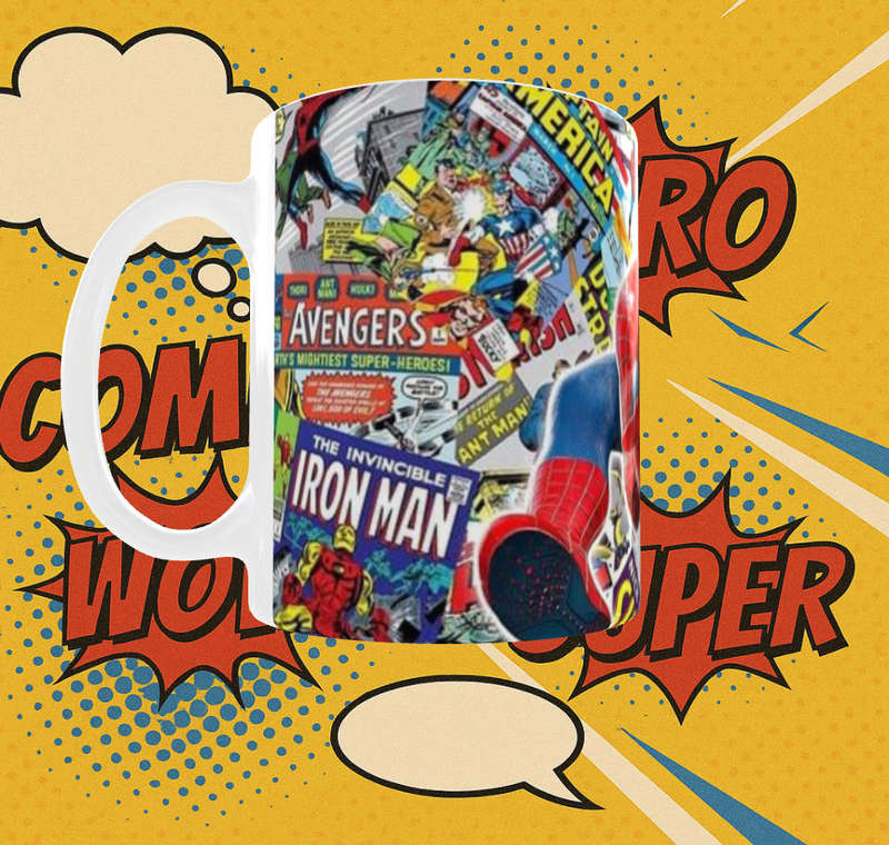 Spider-Man Comic Book Mug  Superhero Collage Design | Perfect Gift for Kids & Marvel Fans