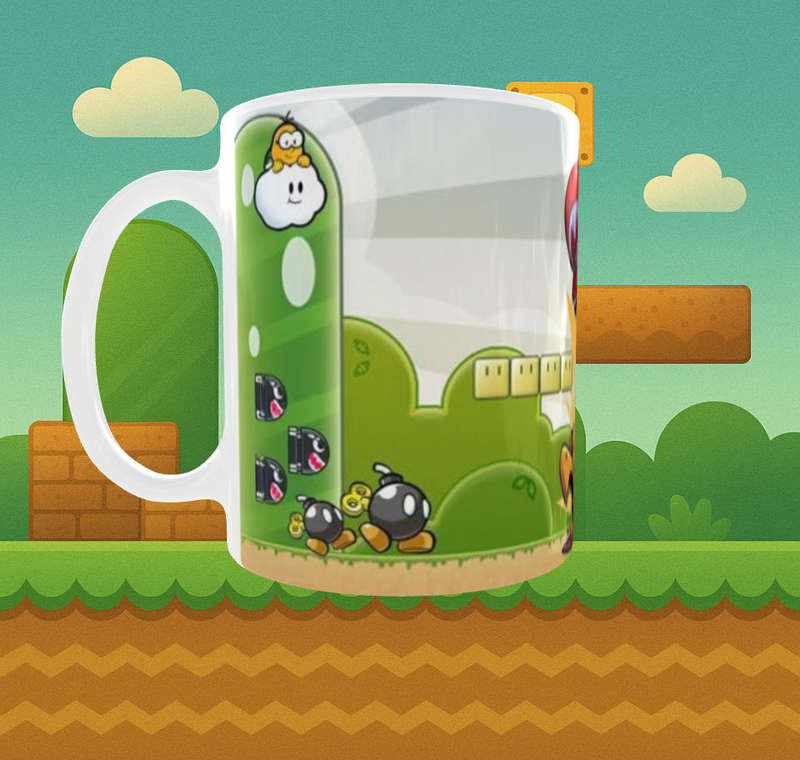 Super Mario Mug  Colourful Full Wrap Design | Luigi, Princess Peach, Toad & Mario | Perfect Gamer G