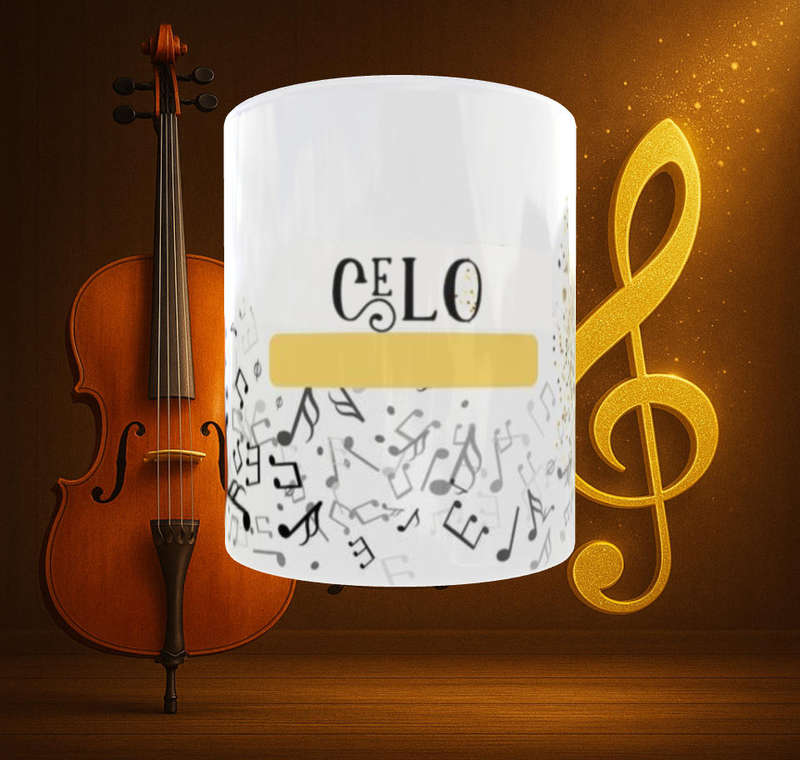 Cello Mug with Gold Music Note | 11oz Classical Music Gift Mug