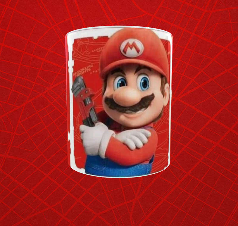 Super Mario Mug | Red Gamer Gift | Mario Bros Luigi Peach Toad Design | 11oz Ceramic Sublimation Mug