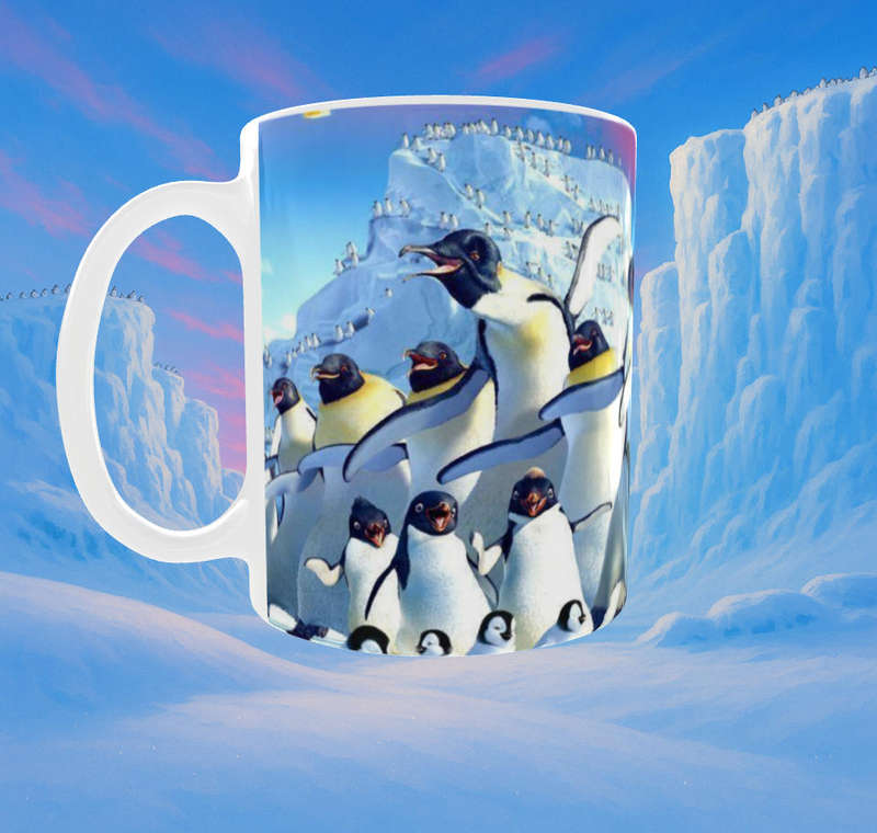 Happy Feet Penguin Party Mug  11oz Ceramic Sublimation Mug