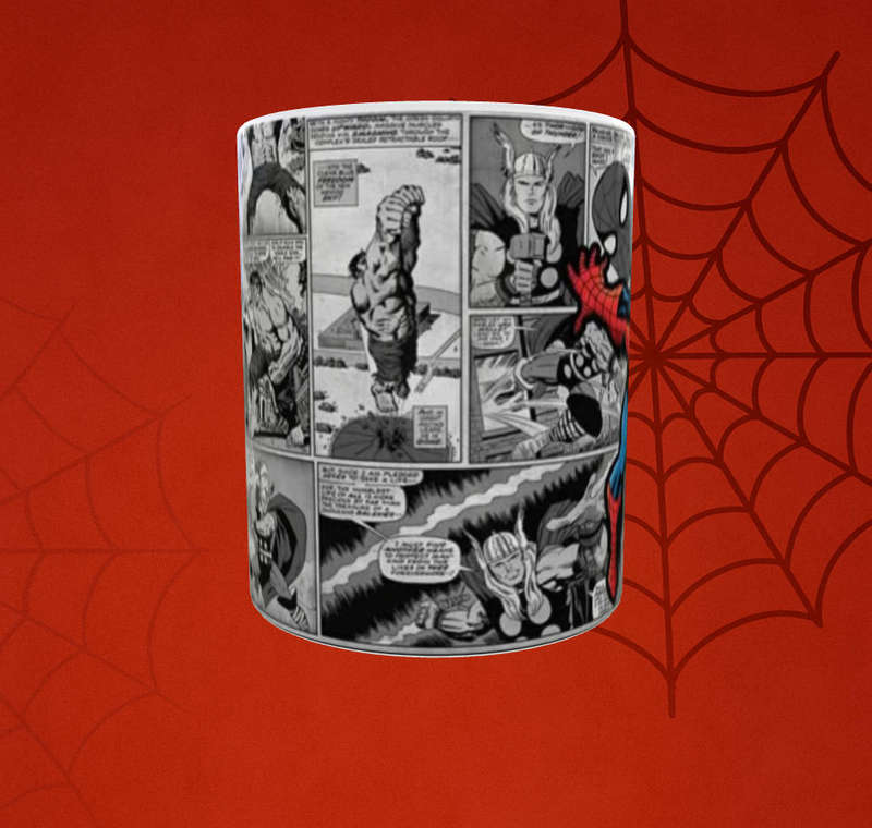  Retro Comic Spider-Man Mug  Classic Marvel Black & White Panel Design (11oz)