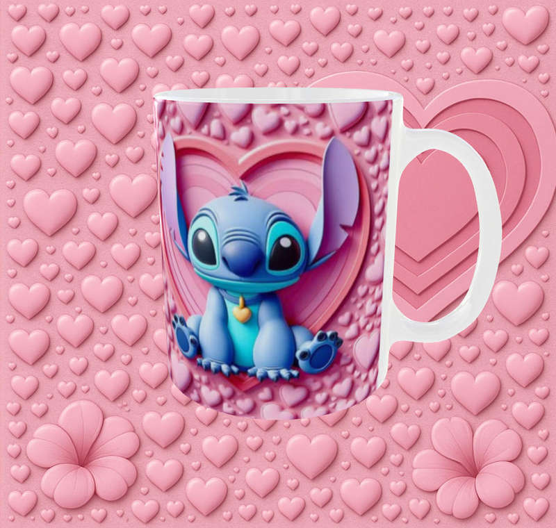  Cute Stitch Love Mug  Full Wrap 11oz Sublimation Mug
