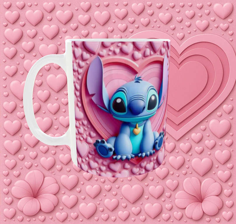  Cute Stitch Love Mug  Full Wrap 11oz Sublimation Mug