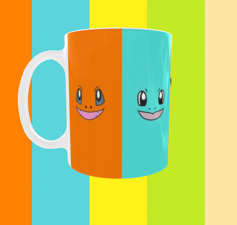 Pokémon Starter Lineup Mug  Pikachu, Charmander, Squirtle, Bulbasaur & Meowth  Cute Colour Strip D