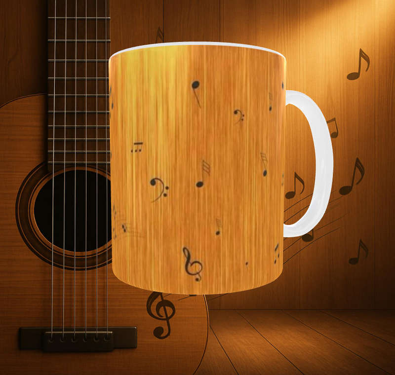 Guitar & Musical Notes Mug  Perfect for Music Lovers | 11oz Ceramic Sublimation Mug