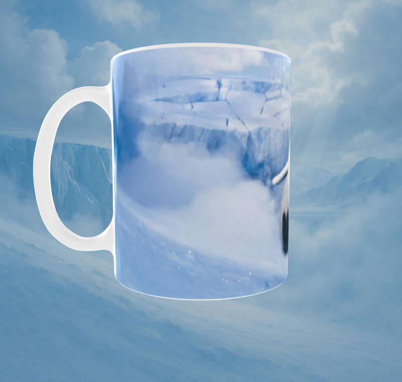 Chilly Joy Mug  Mumble Sliding on Ice  11oz Happy Feet Ceramic Mug by Mojo Prints
