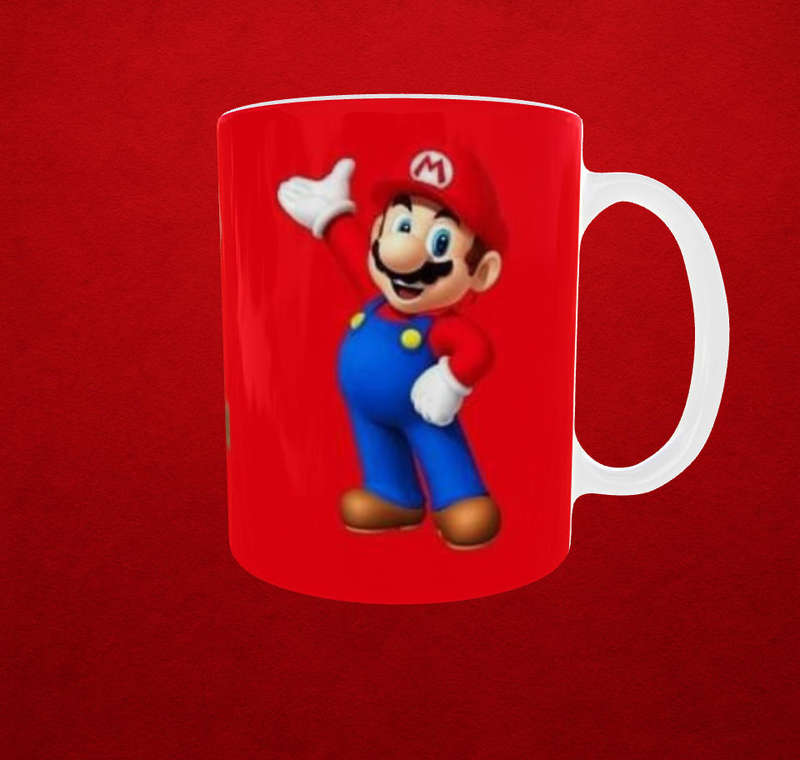 Super Mario Mug  Bright Red Gaming Gift Featuring Mario, Luigi, Princess Peach & Toad | Mojo Prints