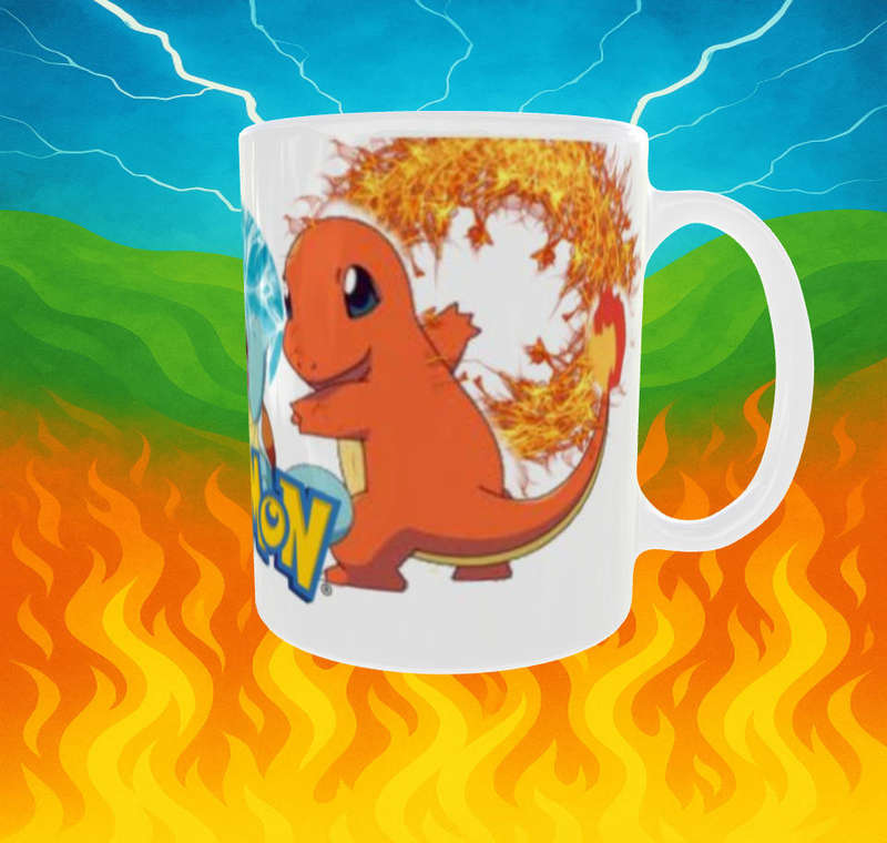 Pokemon Characters Mug  Pikachu, Bulbasaur, Charmander & Squirtle | Full Wrap Design | 11oz Ceramic
