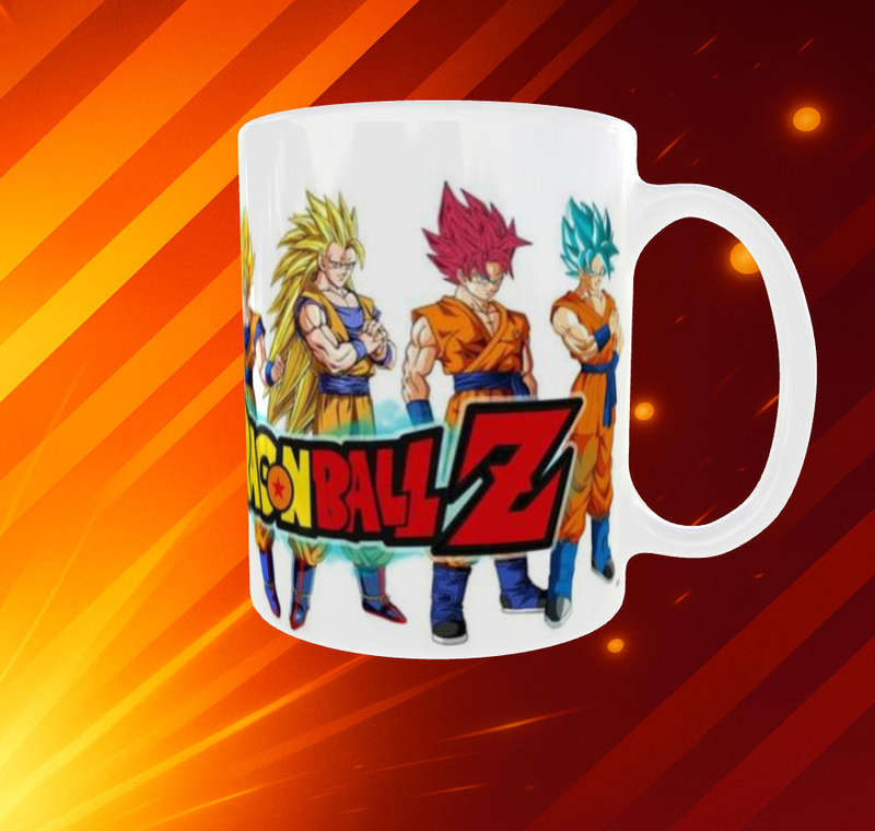 Goku Evolution Dragon Ball Z Mug  Full Wrap Design | Super Saiyan Forms | 11oz Ceramic Cup