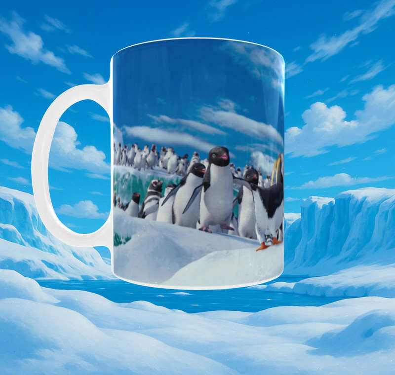 Happy Feet Penguin Family Mug  Cute Baby & Adult Penguins  11oz Sublimation Mug Gift