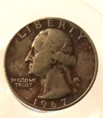 1967 USA Washington Quarter Dollar BLACK COIN very rare and valuable