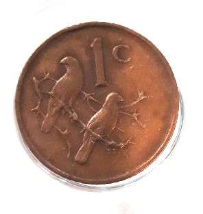 1966 South African rare 1 cent coin with Afrikaans legend good condition