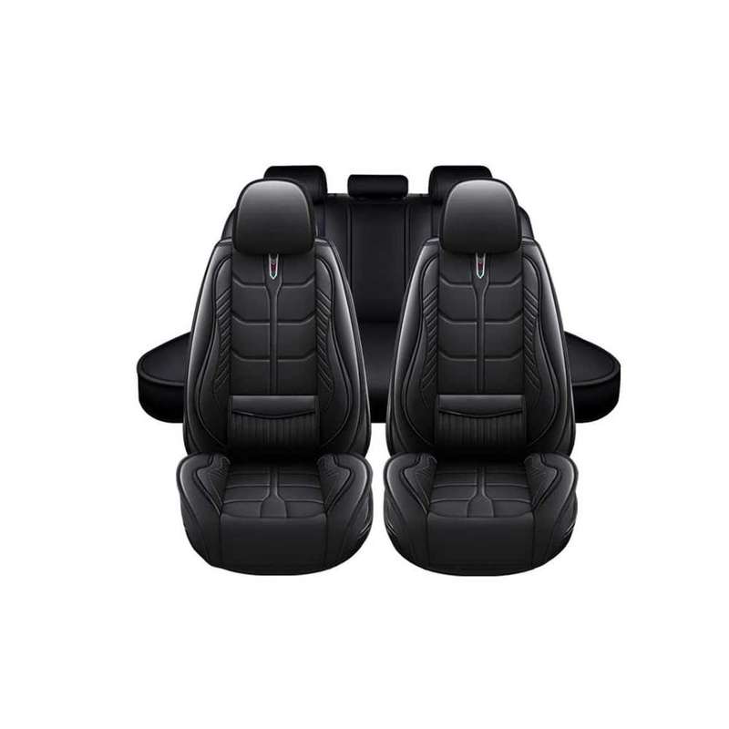 5 Pcs Universal PU Leather Anti-Slip Car Seat Cover,-Black.