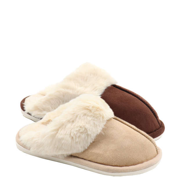 2 Pair Deal  Ladies Slip In Furry Slipper