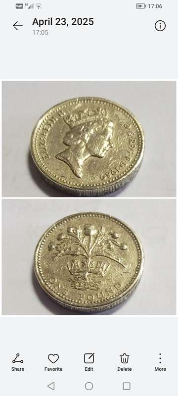 1989 Elizabeth II one pound coin