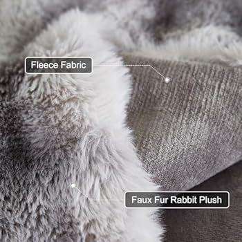 Super King Faux Rabbit Fur Ultra-Soft Tie-Dye Throw Blanket Grey