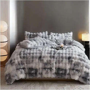 (Not Cheap, Low Quality or Copied)see description Faux Rabbit Fur Fleece Blanket 200x230. Grey