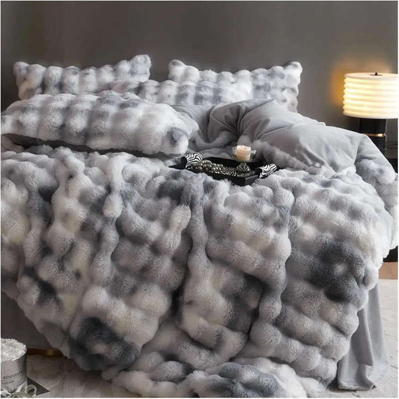 (Not Cheap, Low Quality or Copied)see description Faux Rabbit Fur Fleece Blanket 200x230. Grey