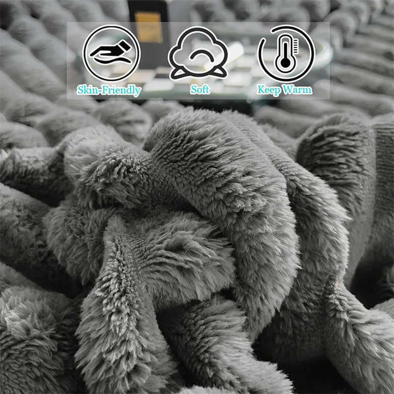 Solid Colour (Faux Fur Fleece) Blanket Charcoal Grey