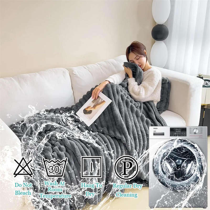 Solid Colour (Faux Fur Fleece) Blanket Charcoal Grey