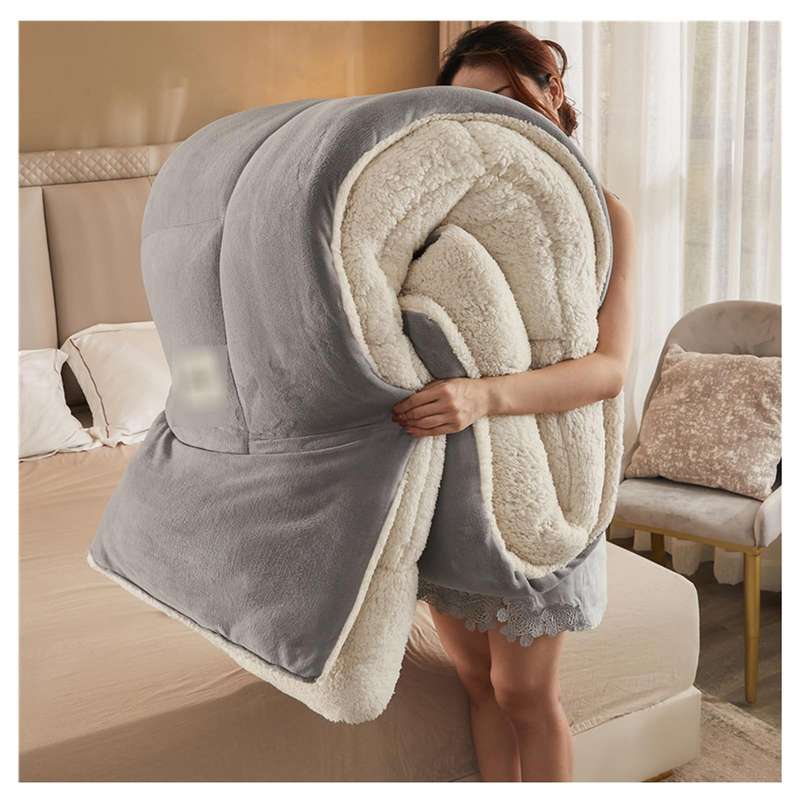 5pc Sherpa Velvet Fleece Comforter Set Grey Queen
