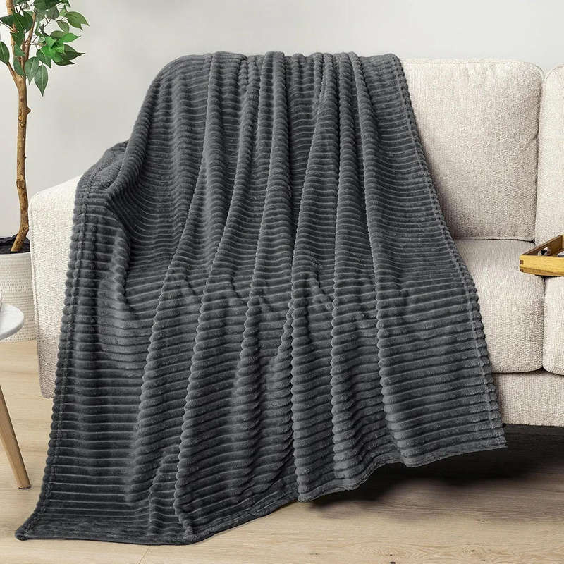 6pc Combo - 5pc Sherpa Plush Comforter Set Queen -  1 Sherpa Plush Blanket -Grey