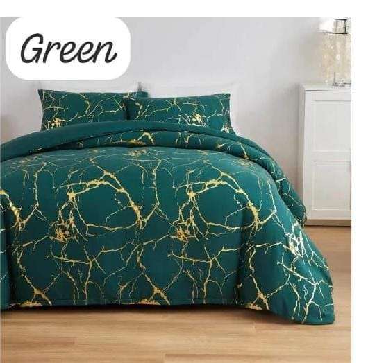 5pc Velvet Marble Comforter Set Green Queen