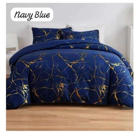 5pc Velvet Marble Comforter Set Blue Queen