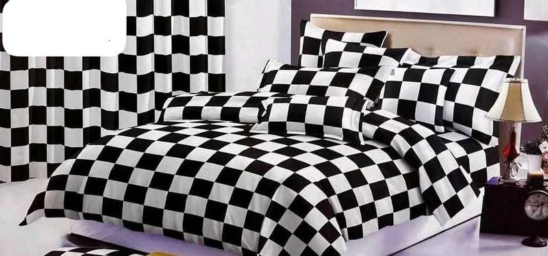 10pc Duvet Cover Set black and white Checker board Super Queen