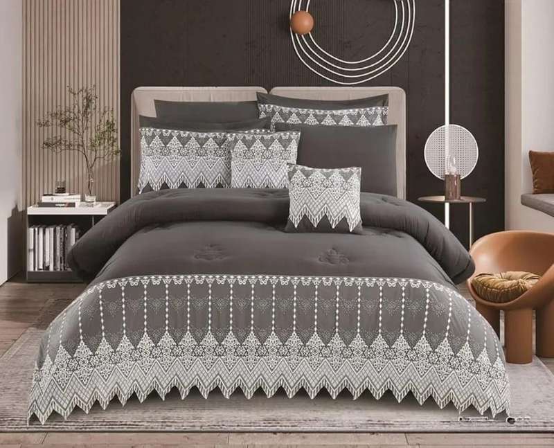 6pc Egyptian Cotton Duvet Cover Set Dark Grey king