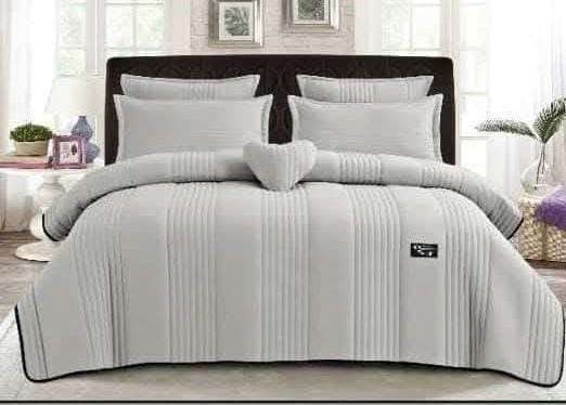 5pc Stylish, Soft, Durable Queen Embossed Quilt Set Grey