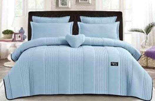5pc Stylish, Soft, Durable Queen Embossed Quilt Set Blue