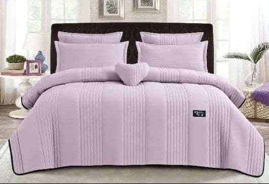 5pc Stylish, Soft, Durable Queen Embossed Quilt Set Lavender