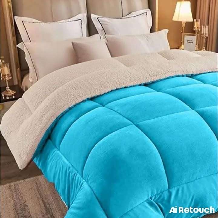5pc Sherpa Velvet Fleece Comforter Set Ocean Blue Queen