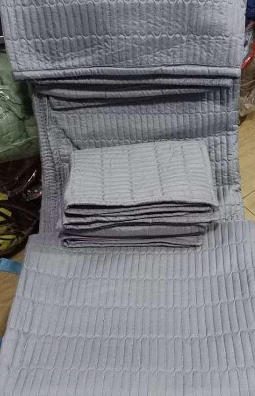 5pc Quilted Bedspread DOUBLE Grey