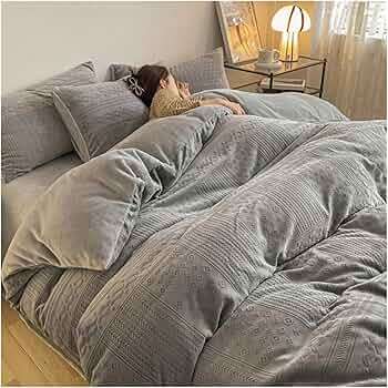Luxury 5pc Milk Velvet Bedding Set Grey Queen