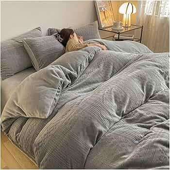 Luxury 5pc Milk Velvet Bedding Set Grey King