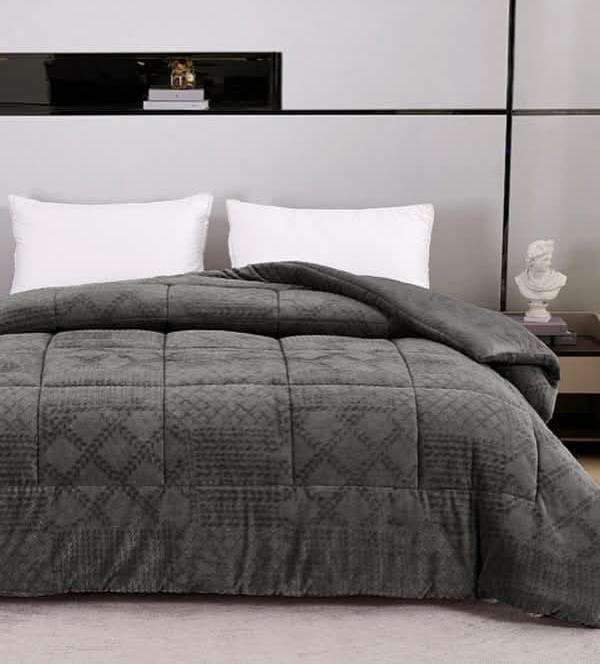 Luxury 5pc Milk Velvet Bedding Set Grey King