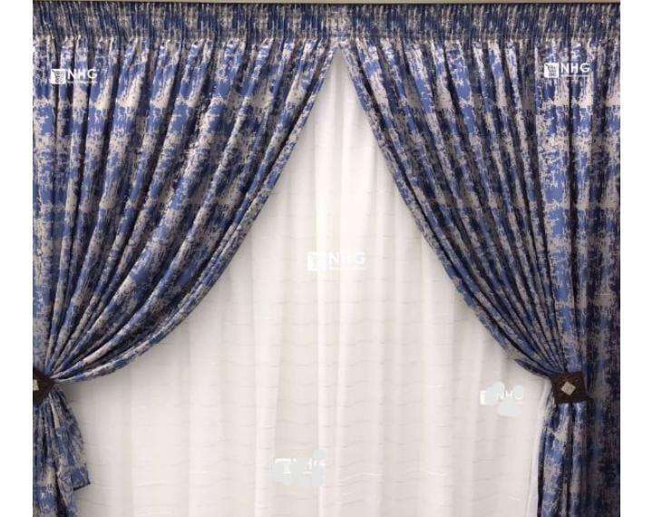9pc Bedroom Combo Set - 5pc Queen Comforter Set- Fluffy Shaggy Rug - Curtain Set -Blue