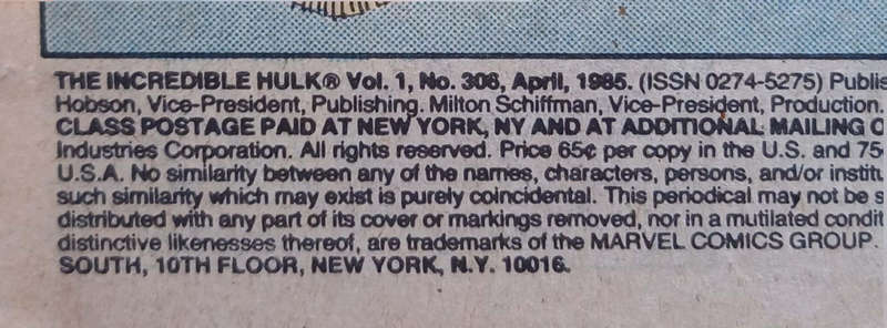 Comic The Incredible Hulk Vol 1 No 306 1985