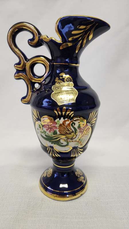 Vintage Belgium Cobolt Blue Limoges Castle jug