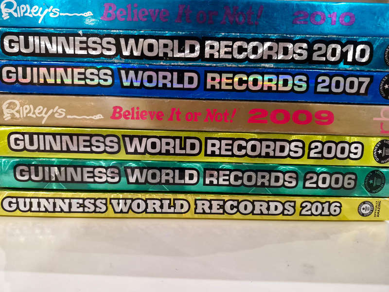 5 Guinness World Record Books, 2 Ripley's Believe it or not