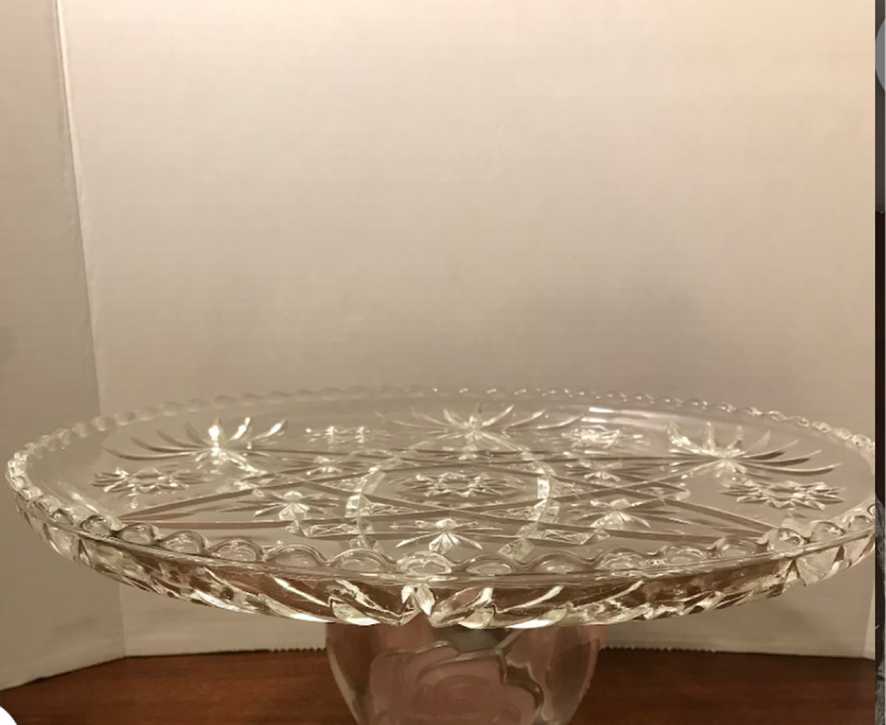 Anchor Hocking Prescut Clear Torte Plate, Star of David EAPG, 13 Cake Plate, Glass Serving Platter