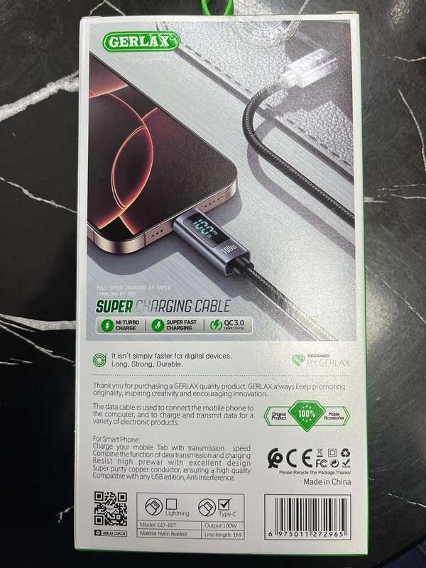 Gerlax 100w  Super Fast Type -C  To Type C Cable