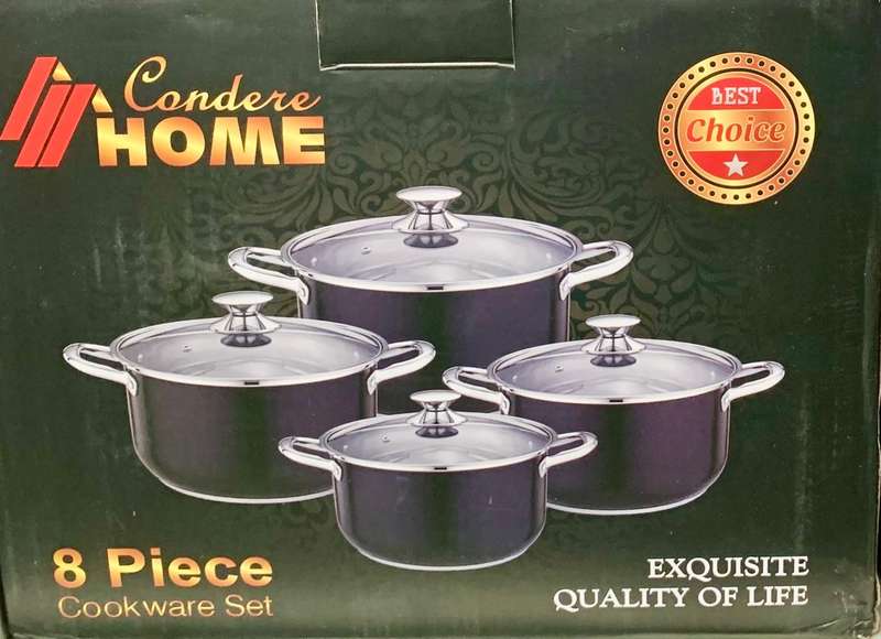 CONDERE HOME COOKWARE SET - Black 8 PcsCDH-8PCBLK (Save 19%)