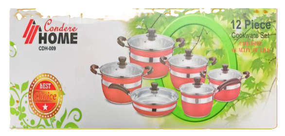 CONDERE HOME COOKWARE SET - 12 pc red CDH-009