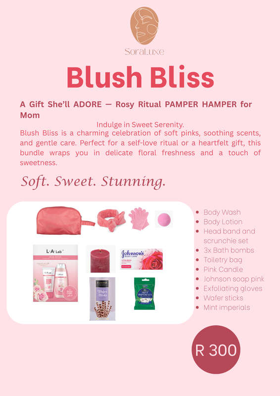Mother's Day Blush Bliss Pamper Gift Set  Bath Bomb, Candle, Toiletry Bag, Skincare & Treats - 10pcs