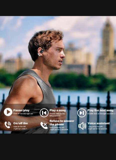 Bluetooth Telephone Receiver Wireless Bluetooth Earphones - YW01 - Black